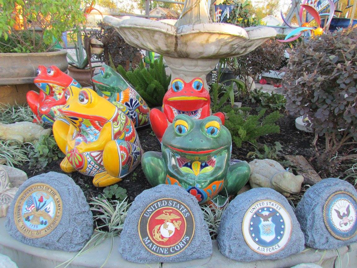 Cement military stones at Madison Gardens Nursery, Spring, TX